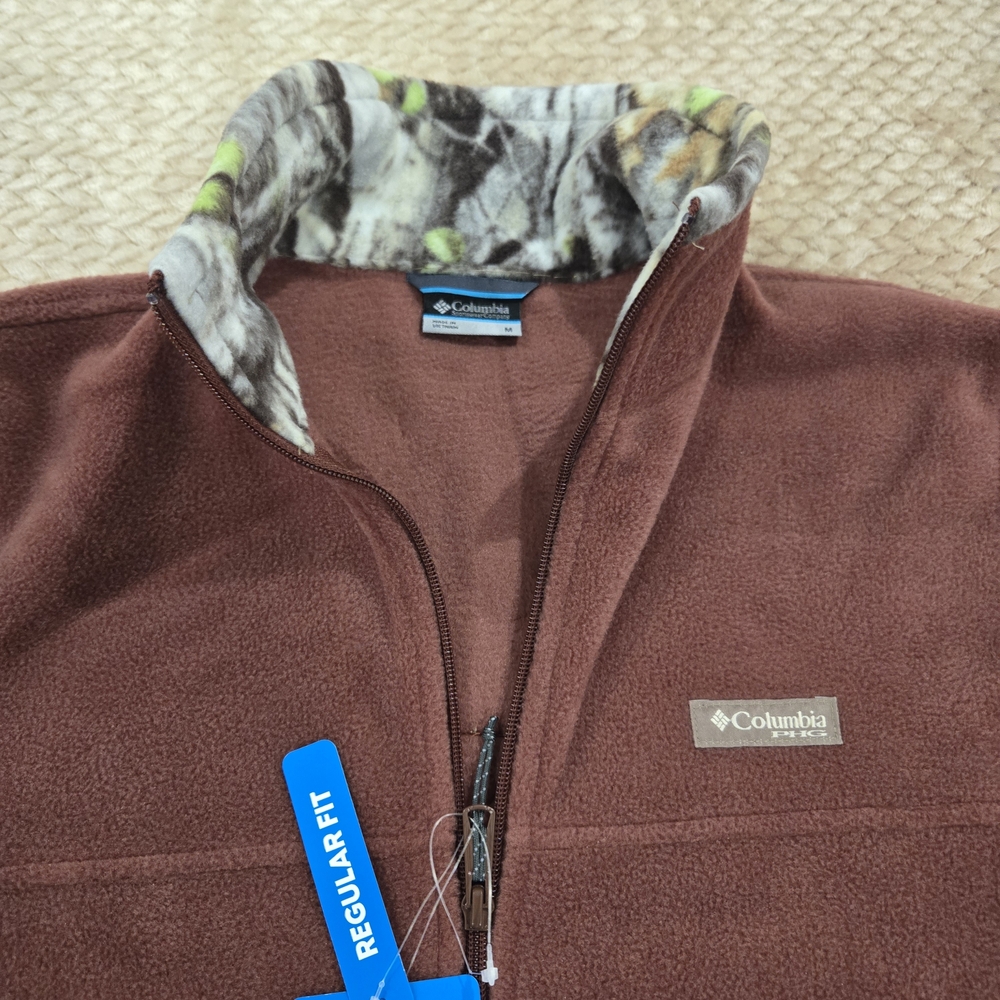 Columbia Jacket Fleece Like Shell Performance Hunting Wine Men Size M Full Zip - Picture 10 of 16